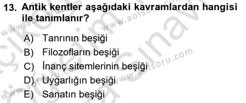 Kent Sosyolojisi Dersi 2021 - 2022 Yılı (Vize) Ara Sınavı 13. Soru