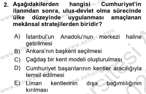 Kent Sosyolojisi Dersi 2021 - 2022 Yılı Yaz Okulu Sınavı 2. Soru