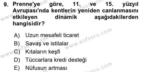 Kent Sosyolojisi Dersi 2021 - 2022 Yılı Yaz Okulu Sınavı 9. Soru