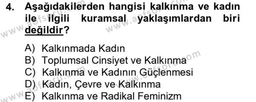 Toplumsal Cinsiyet Çalışmaları Dersi 2012 - 2013 Yılı (Final) Dönem Sonu Sınavı 4. Soru