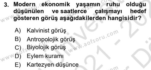 Toplumsal Cinsiyet Çalışmaları Dersi 2021 - 2022 Yılı (Vize) Ara Sınavı 3. Soru