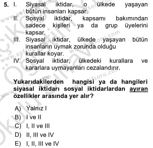 Toplumsal Cinsiyet Çalışmaları Dersi 2021 - 2022 Yılı Yaz Okulu Sınavı 5. Soru