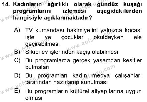 Toplumsal Cinsiyet Çalışmaları Dersi 2023 - 2024 Yılı (Final) Dönem Sonu Sınavı 14. Soru