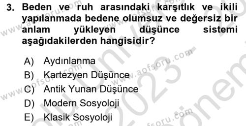 Toplumsal Cinsiyet Çalışmaları Dersi 2023 - 2024 Yılı (Final) Dönem Sonu Sınavı 3. Soru