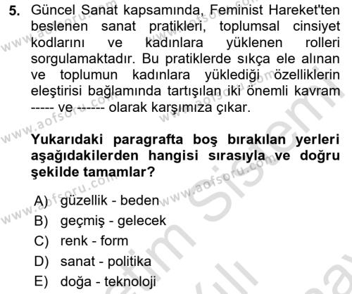 Toplumsal Cinsiyet Çalışmaları Dersi 2023 - 2024 Yılı (Final) Dönem Sonu Sınavı 5. Soru