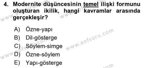 Toplumsal Cinsiyet Sosyolojisi Dersi 2020 - 2021 Yılı Yaz Okulu Sınavı 4. Soru