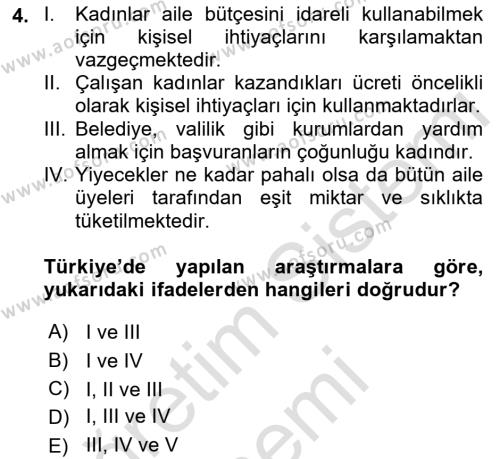 Toplumsal Cinsiyet Sosyolojisi Dersi 2021 - 2022 Yılı (Final) Dönem Sonu Sınavı 4. Soru