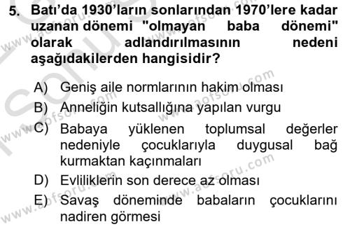 Toplumsal Cinsiyet Sosyolojisi Dersi 2021 - 2022 Yılı (Final) Dönem Sonu Sınavı 5. Soru