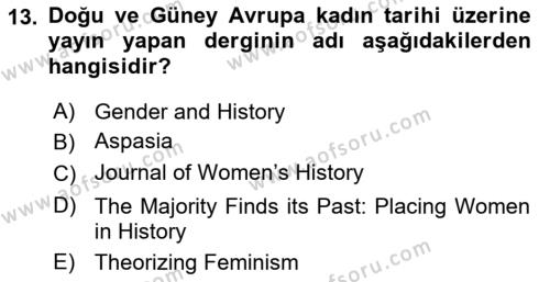 Toplumsal Cinsiyet Sosyolojisi Dersi 2022 - 2023 Yılı (Final) Dönem Sonu Sınavı 13. Soru