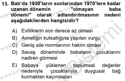 Toplumsal Cinsiyet Sosyolojisi Dersi 2023 - 2024 Yılı (Vize) Ara Sınavı 13. Soru