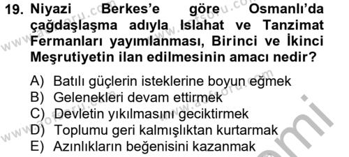 Türk Sosyologları Dersi 2012 - 2013 Yılı (Vize) Ara Sınavı 19. Soru