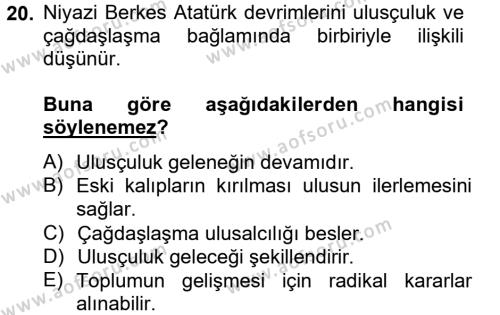 Türk Sosyologları Dersi 2012 - 2013 Yılı (Vize) Ara Sınavı 20. Soru