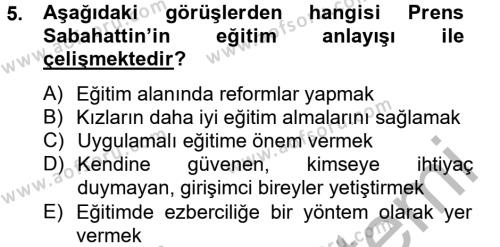 Türk Sosyologları Dersi 2012 - 2013 Yılı (Vize) Ara Sınavı 5. Soru