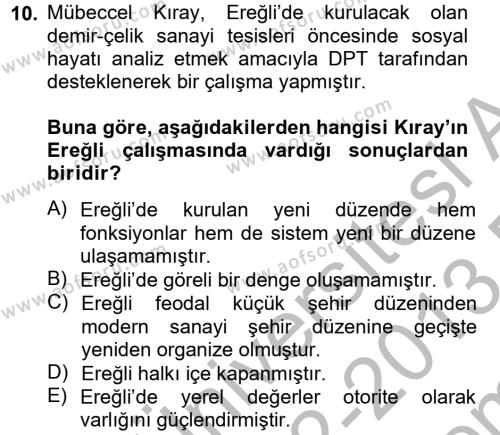 Türk Sosyologları Dersi 2012 - 2013 Yılı (Final) Dönem Sonu Sınavı 10. Soru