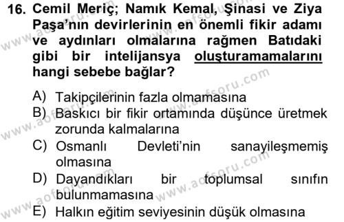 Türk Sosyologları Dersi 2012 - 2013 Yılı (Final) Dönem Sonu Sınavı 16. Soru