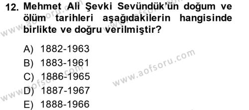 Türk Sosyologları Dersi 2013 - 2014 Yılı (Vize) Ara Sınavı 12. Soru