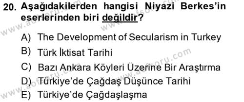 Türk Sosyologları Dersi 2013 - 2014 Yılı (Vize) Ara Sınavı 20. Soru