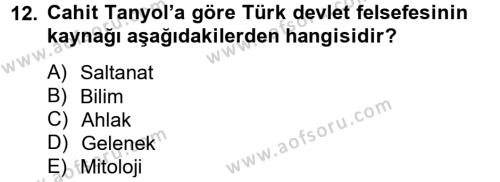 Türk Sosyologları Dersi 2013 - 2014 Yılı Tek Ders Sınavı 12. Soru