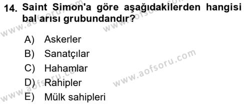 Türk Sosyologları Dersi 2020 - 2021 Yılı Yaz Okulu Sınavı 14. Soru