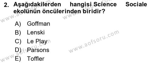 Türk Sosyologları Dersi 2021 - 2022 Yılı (Vize) Ara Sınavı 2. Soru