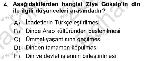 Türk Sosyologları Dersi 2021 - 2022 Yılı (Vize) Ara Sınavı 4. Soru