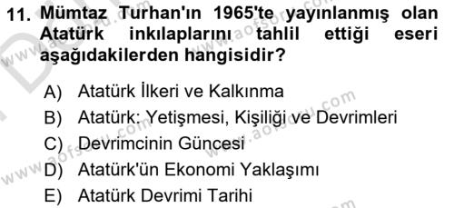 Türk Sosyologları Dersi 2021 - 2022 Yılı (Final) Dönem Sonu Sınavı 11. Soru