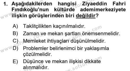 Türk Sosyologları Dersi 2021 - 2022 Yılı Yaz Okulu Sınavı 1. Soru