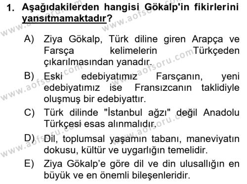 Türk Sosyologları Dersi 2022 - 2023 Yılı Yaz Okulu Sınavı 1. Soru