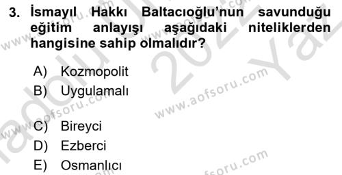 Türk Sosyologları Dersi 2022 - 2023 Yılı Yaz Okulu Sınavı 3. Soru