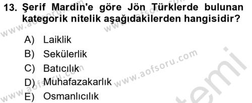Türk Sosyologları Dersi 2023 - 2024 Yılı (Final) Dönem Sonu Sınavı 13. Soru