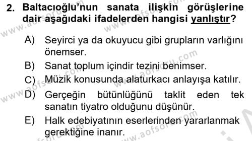 Türk Sosyologları Dersi 2023 - 2024 Yılı (Final) Dönem Sonu Sınavı 2. Soru