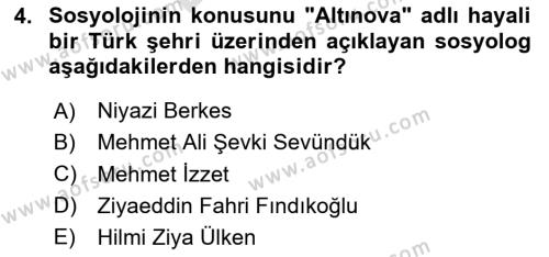 Türk Sosyologları Dersi 2023 - 2024 Yılı (Final) Dönem Sonu Sınavı 4. Soru