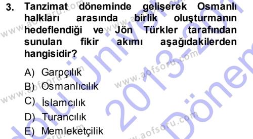 Türkiye´de Sosyoloji Dersi 2013 - 2014 Yılı (Final) Dönem Sonu Sınavı 3. Soru