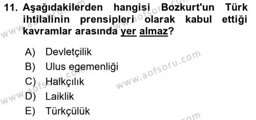 Türkiye´de Sosyoloji Dersi 2020 - 2021 Yılı Yaz Okulu Sınavı 11. Soru