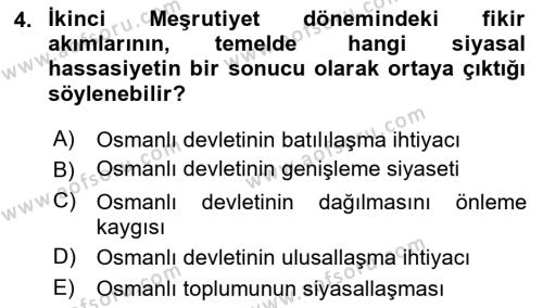 Türkiye´de Sosyoloji Dersi 2020 - 2021 Yılı Yaz Okulu Sınavı 4. Soru