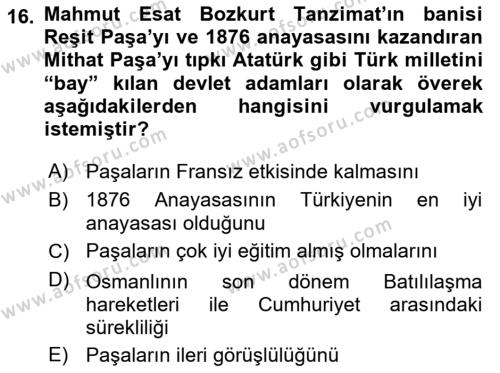 Türkiye´de Sosyoloji Dersi 2021 - 2022 Yılı (Vize) Ara Sınavı 16. Soru