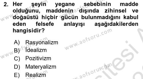 Türkiye´de Sosyoloji Dersi 2021 - 2022 Yılı (Vize) Ara Sınavı 2. Soru