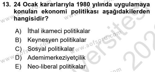 Türkiye´de Sosyoloji Dersi 2022 - 2023 Yılı (Final) Dönem Sonu Sınavı 13. Soru