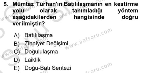 Türkiye´de Sosyoloji Dersi 2022 - 2023 Yılı (Final) Dönem Sonu Sınavı 5. Soru