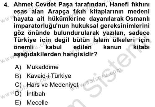 Türkiye´de Sosyoloji Dersi 2024 - 2025 Yılı (Vize) Ara Sınavı 4. Soru