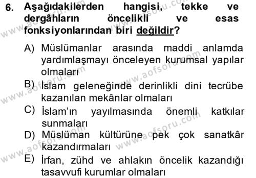 Din ve Toplum Dersi 2013 - 2014 Yılı (Final) Dönem Sonu Sınavı 6. Soru