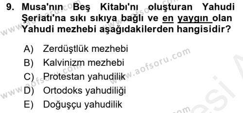 Din ve Toplum Dersi 2018 - 2019 Yılı (Vize) Ara Sınavı 9. Soru