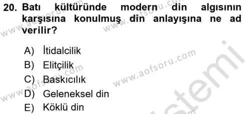 Din ve Toplum Dersi 2021 - 2022 Yılı (Final) Dönem Sonu Sınavı 20. Soru