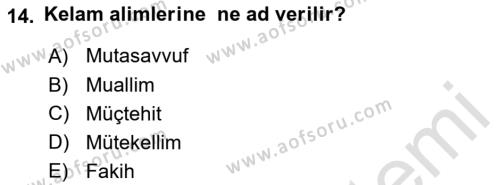 Din ve Toplum Dersi 2021 - 2022 Yılı Yaz Okulu Sınavı 14. Soru