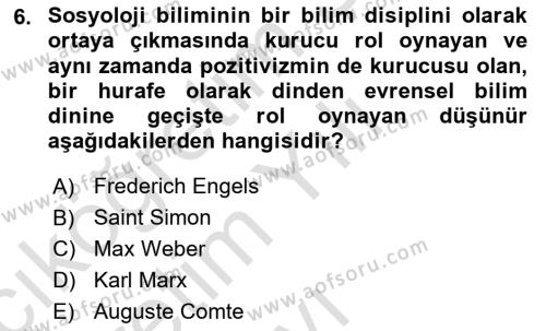 Din ve Toplum Dersi 2021 - 2022 Yılı Yaz Okulu Sınavı 6. Soru