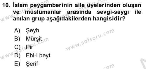 Din ve Toplum Dersi 2022 - 2023 Yılı Yaz Okulu Sınavı 10. Soru