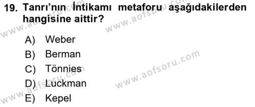 Din ve Toplum Dersi 2022 - 2023 Yılı Yaz Okulu Sınavı 19. Soru