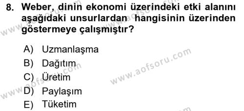 Din ve Toplum Dersi 2022 - 2023 Yılı Yaz Okulu Sınavı 8. Soru