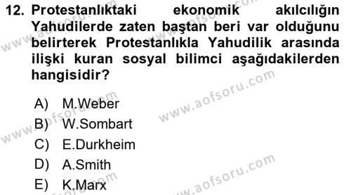 Din ve Toplum Dersi 2023 - 2024 Yılı (Vize) Ara Sınavı 12. Soru