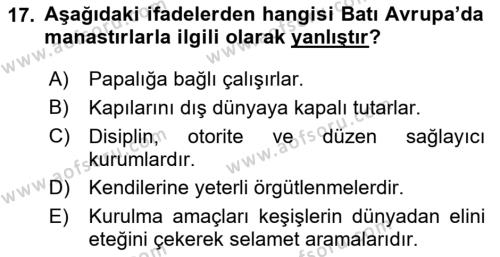 Din ve Toplum Dersi 2023 - 2024 Yılı (Vize) Ara Sınavı 17. Soru